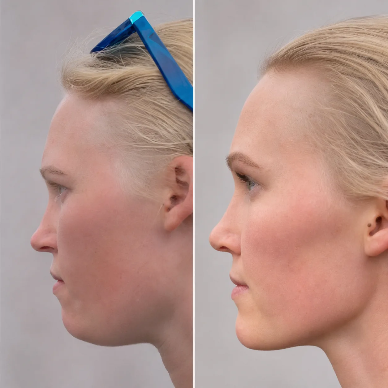 Comparação de acompanhamento facial antes e depois — registro 1